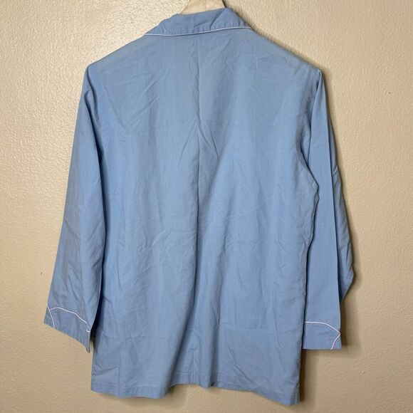 Christian Dior Shirt Mens M Blue Button Up Collared Long Sleeve Pajamas Vtg - Picture 10 of 10